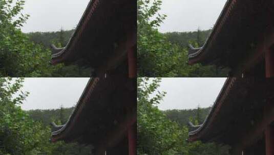 雨天屋檐下雨雨水惊蛰禅意古风清明大暑高清在线视频素材下载