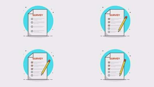 4K铅笔调查表。问卷概念动画视频高清在线视频素材下载