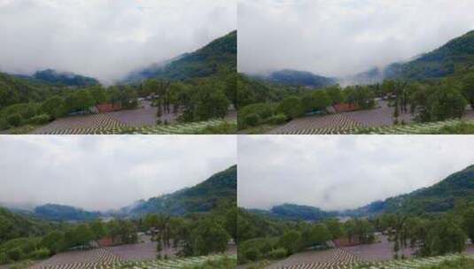 夏天大山里乡村云雾缭绕高清在线视频素材下载