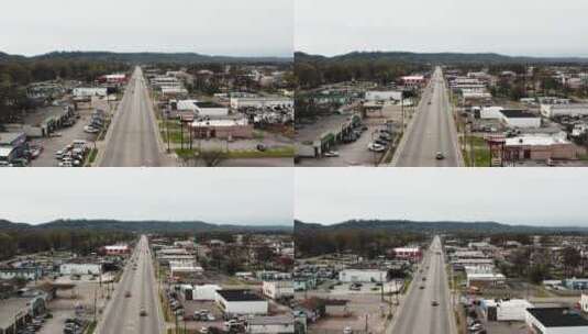 航拍城镇的主干道路高清在线视频素材下载