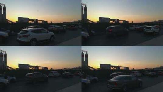 实拍城市道路交通与日落高清在线视频素材下载