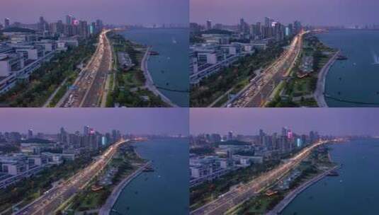 青岛唐岛湾滨海大道延时摄影20210529高清在线视频素材下载