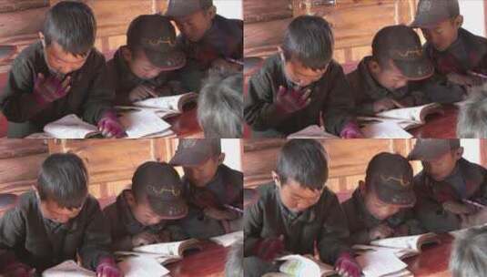农村孩子在学校努力学习高清在线视频素材下载