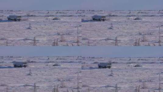 一辆越野车穿过冰冻地带高清在线视频素材下载