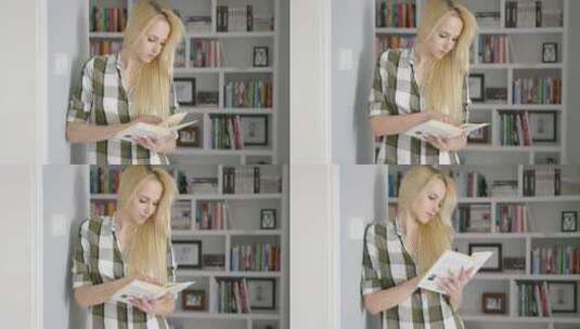 在家看书的女孩高清在线视频素材下载