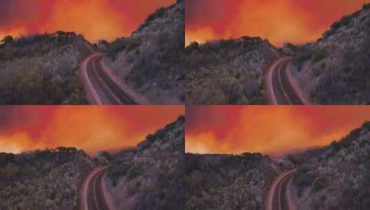 燃烧的着大火的天空高清在线视频素材下载