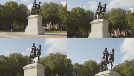女王广场威廉三世马术的雕像高清在线视频素材下载