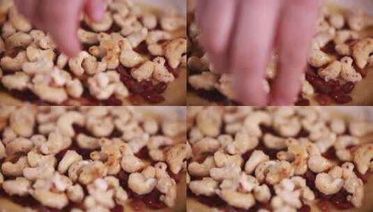 腰果红豆饼制作高清在线视频素材下载