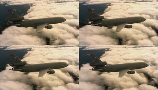 在云层中飞行的飞机高清在线视频素材下载