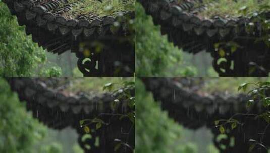 149 杭州 风景 古建筑 下雨天 亭子 飞檐高清在线视频素材下载
