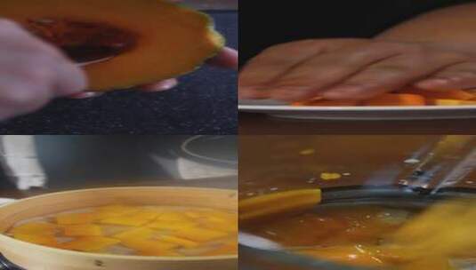 南瓜蒸糕辅食健康宣传素材 竖屏高清在线视频素材下载