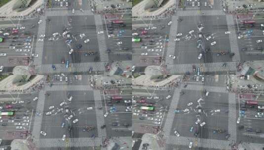 航拍城市十字路口交通高清在线视频素材下载