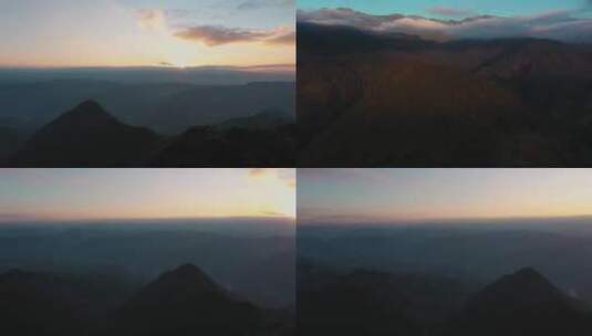 4k云南风光视频夕阳下云雾盖顶的大山高清在线视频素材下载