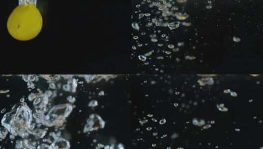 圣女果视频慢镜头落入水中圣女果水珠气泡高清在线视频素材下载