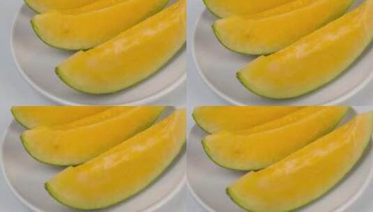 切开的新鲜哈密瓜食品美食水果4k高清在线视频素材下载