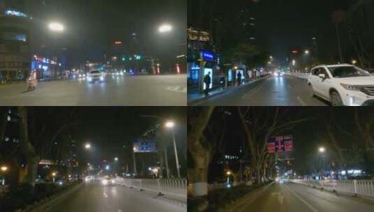 GH020042夜晚南京新街口车后空镜高清在线视频素材下载