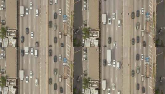 从一条满是汽车的高速公路顶上拍下的高清在线视频素材下载