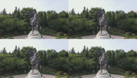 公园雕像航拍环绕高清在线视频素材下载