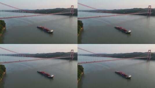 城市航拍湖北宜昌长江公路大桥高清在线视频素材下载