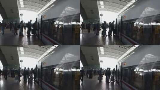 正在进入高铁列车的乘客高清在线视频素材下载