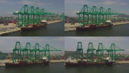航拍汕头港集装箱码头高清在线视频素材下载