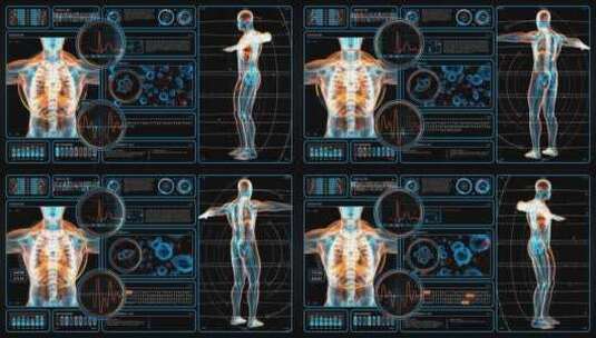 男人体结构科技数据HUD高清在线视频素材下载