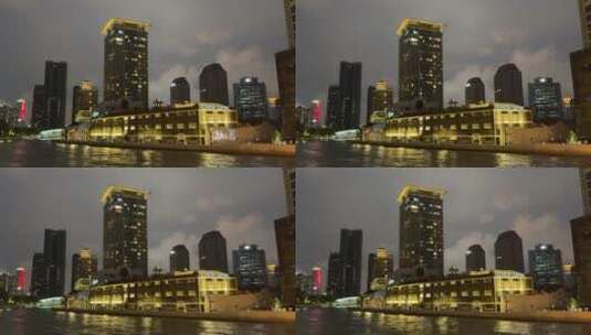 上海封城中的夜晚波光倒影高清在线视频素材下载
