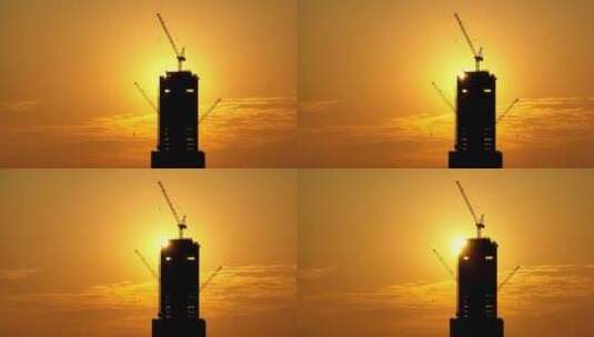4K城市建筑工地日光剪影高清在线视频素材下载
