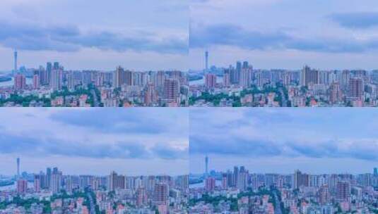 广州城市公路繁忙车流与天空云彩日转夜延时高清在线视频素材下载
