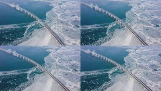 航拍胶州湾跨海大桥延时高清在线视频素材下载