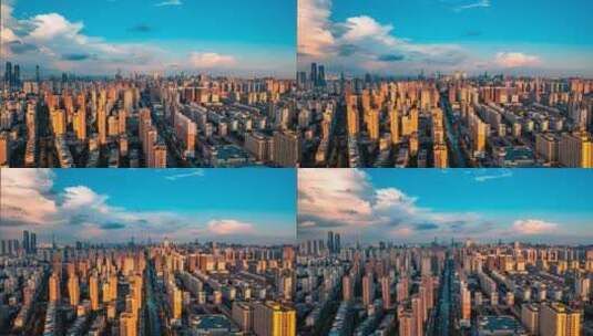 中国辽宁沈阳城市风景交通马路航拍天空云彩高清在线视频素材下载