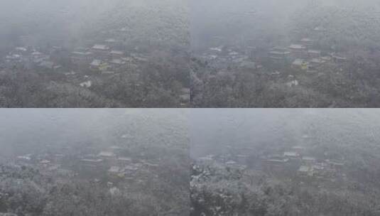 杭州灵隐雪下雪航拍高清在线视频素材下载