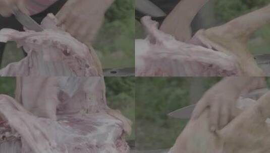 宰羊剔肉LOG高清在线视频素材下载
