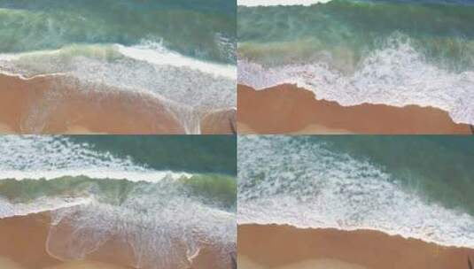 俯拍海浪海水海边航拍大海潮水海滩沙滩浪花高清在线视频素材下载