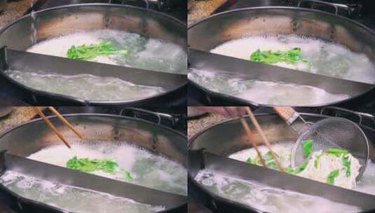 4K升格实拍制作美食流程煮面条高清在线视频素材下载