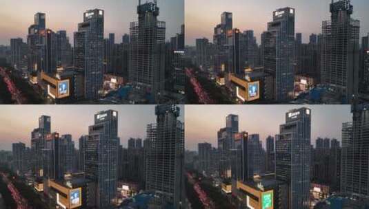 4K深圳南山区高新产业园华润置地日落夜景高清在线视频素材下载