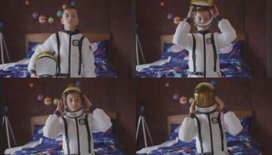 穿宇航服的男孩高清在线视频素材下载