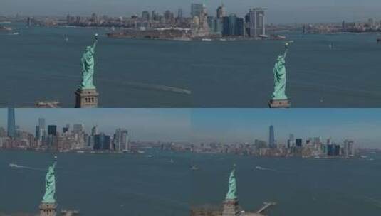 美国自由女神像-航拍美国高清在线视频素材下载