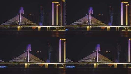桥梁跨江大桥夜景高清在线视频素材下载