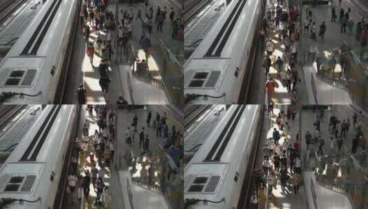 高铁站的高铁与旅客高清在线视频素材下载
