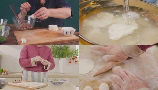 手工包饺子高清在线视频素材下载