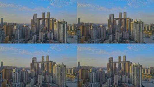 高清航拍城市建筑唯美日出夕阳日落高清在线视频素材下载