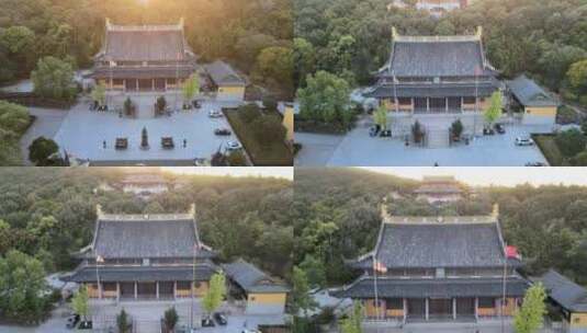 夕阳沐浴下的常熟虞山三峰清凉禅寺高清在线视频素材下载