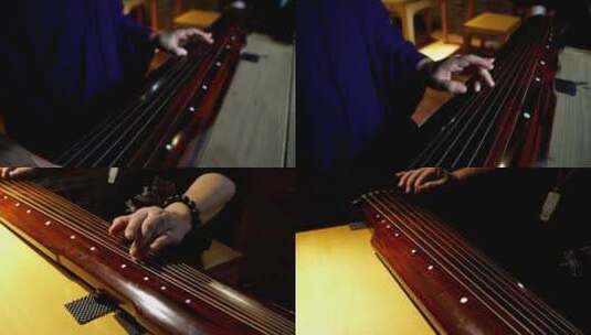 中国古琴演奏传统乐器高清在线视频素材下载