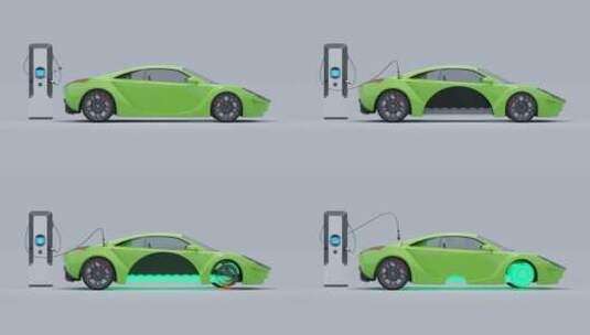 智能新能源电动汽车太阳能充电站充电桩展示高清在线视频素材下载