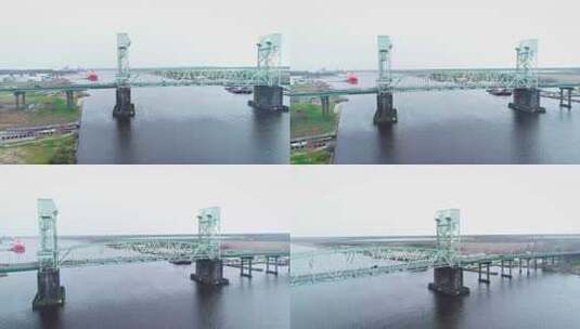 航拍拍摄大桥的结构高清在线视频素材下载