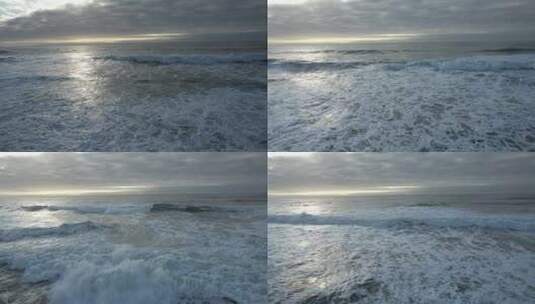 4K大海海面水面海浪穿梭波光粼粼蓝天白云高清在线视频素材下载