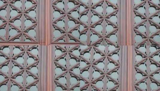 寺庙建筑门窗木材材料特写高清在线视频素材下载