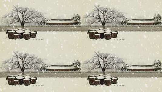 雪中小院场景高清在线视频素材下载