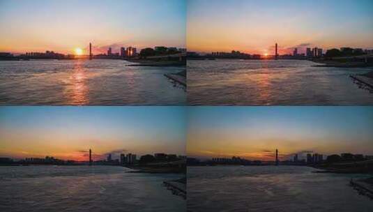 福州闽江鼓山大桥城市日落延时摄影高清在线视频素材下载